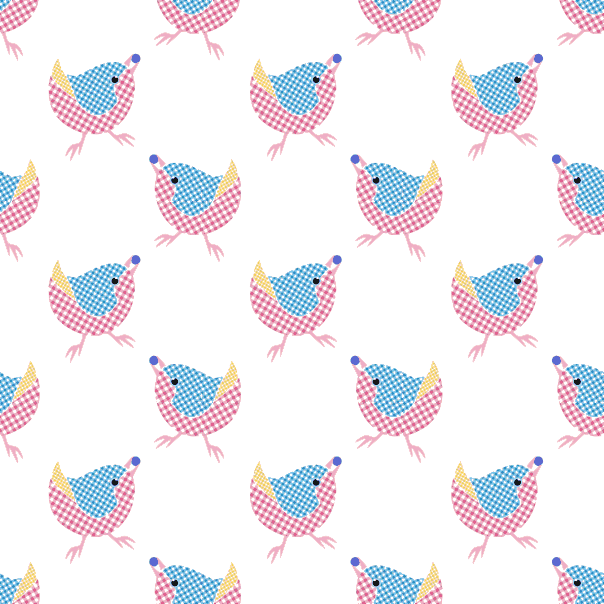 clipart gingham bird seamless