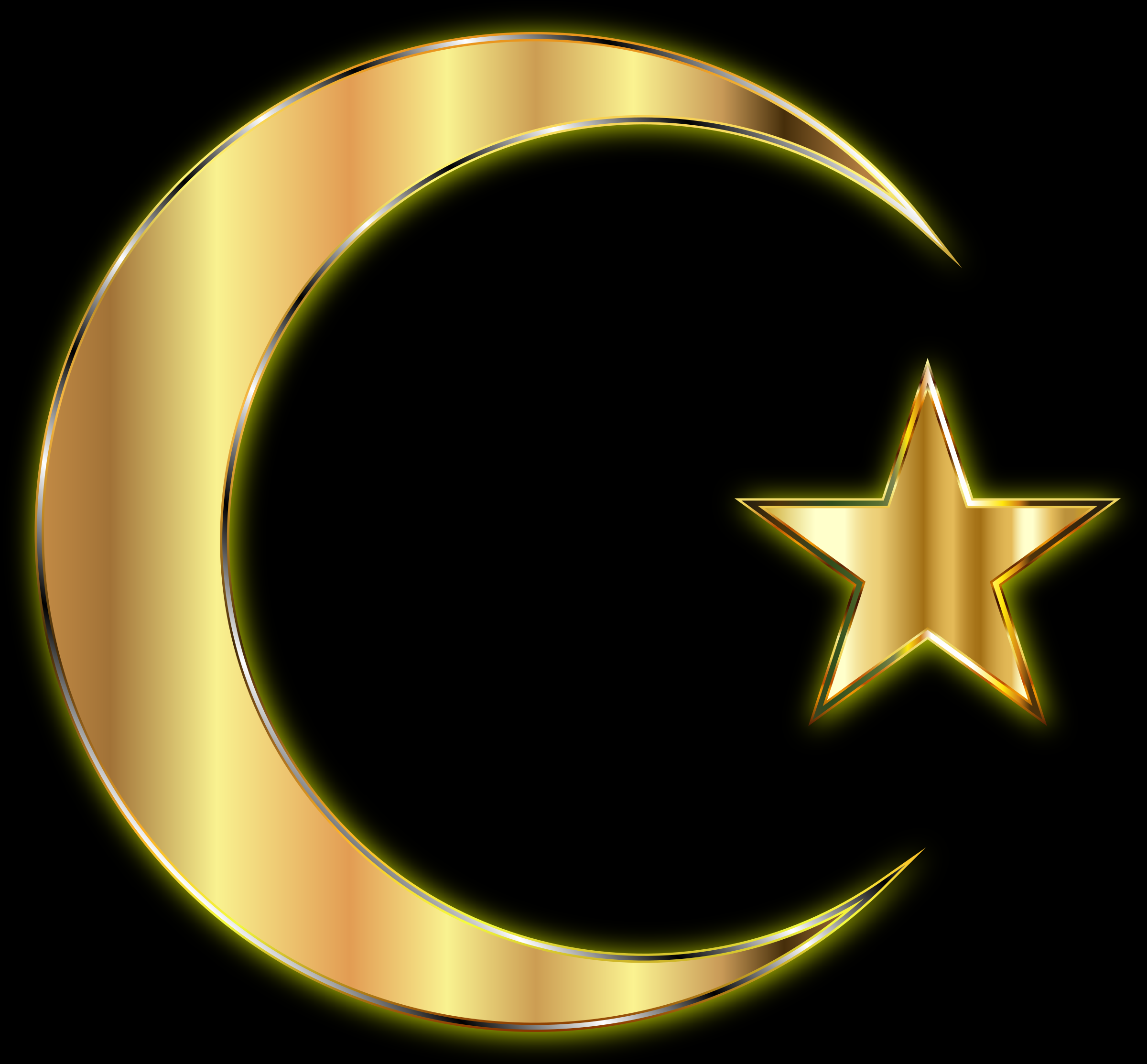 Clipart Golden Crescent Moon And Star Enhanced
