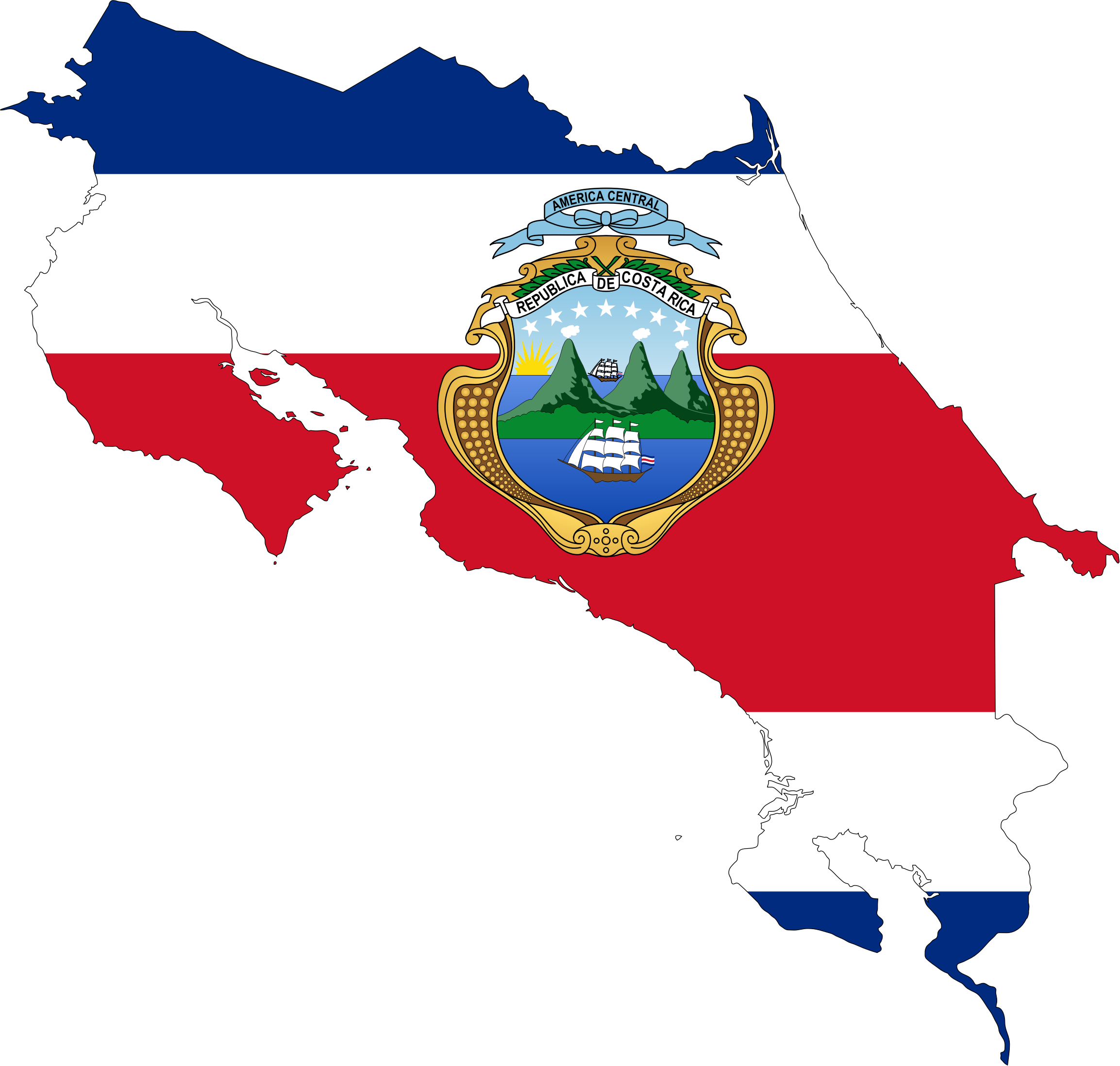 Clipart Costa Rica Map Flag