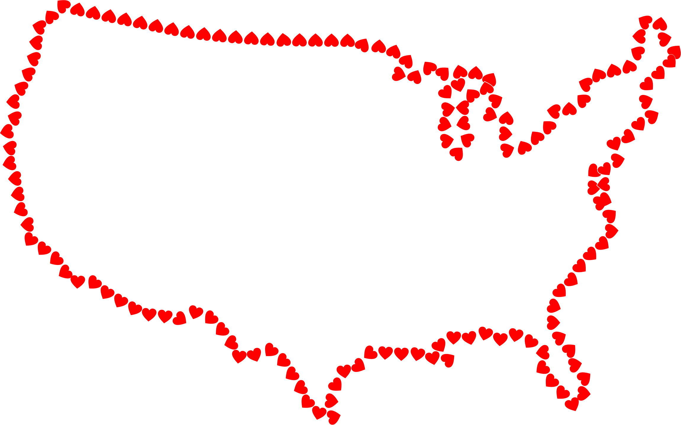 Clipart hearts united states map