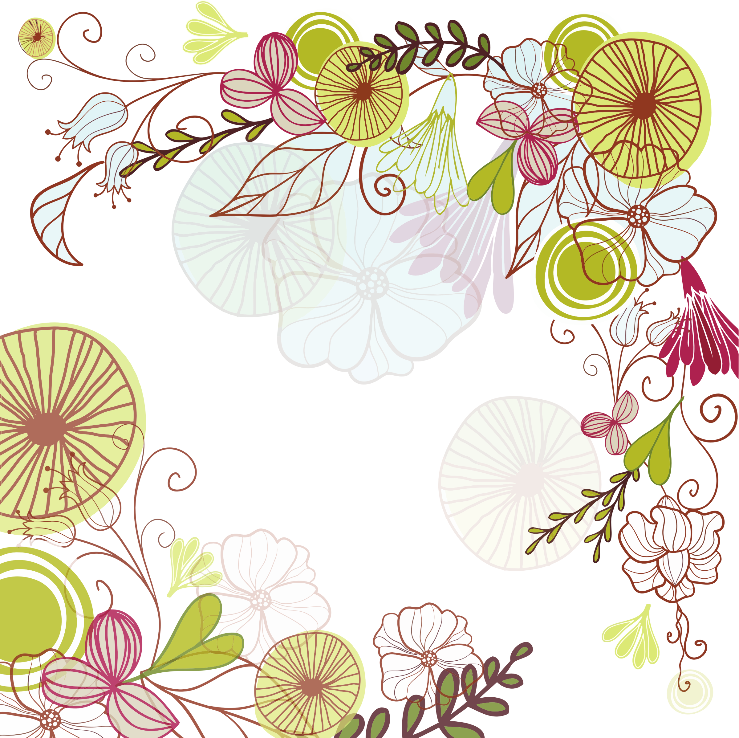 Download Clipart - Floral Corner Border Frame