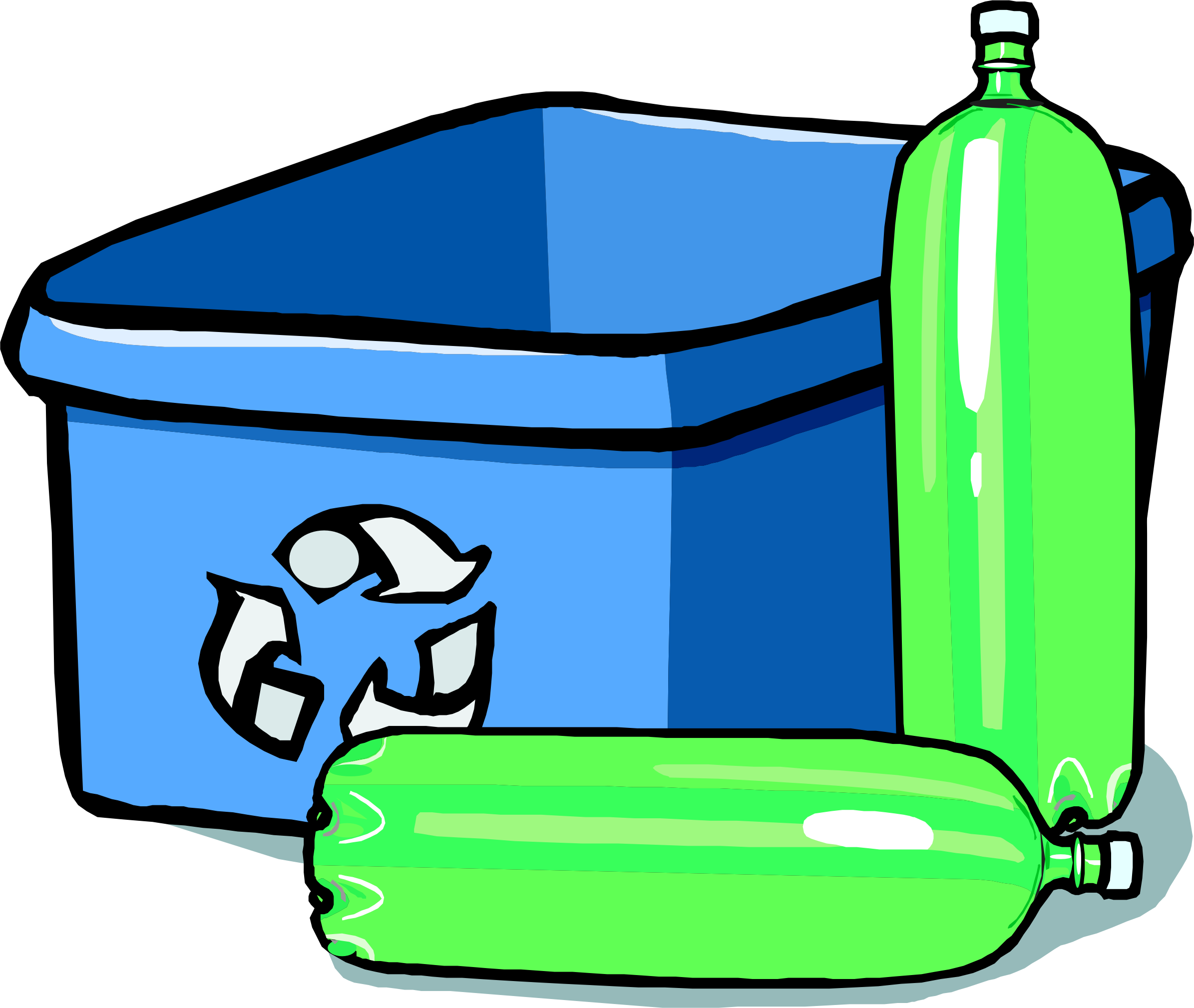 Clipart - Recycling bin and bottles