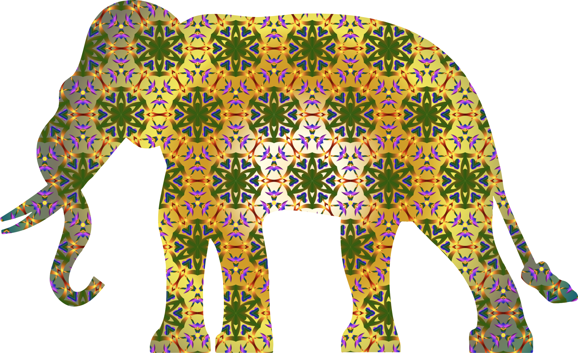 Clipart - Psychedelic Pattern Elephant
