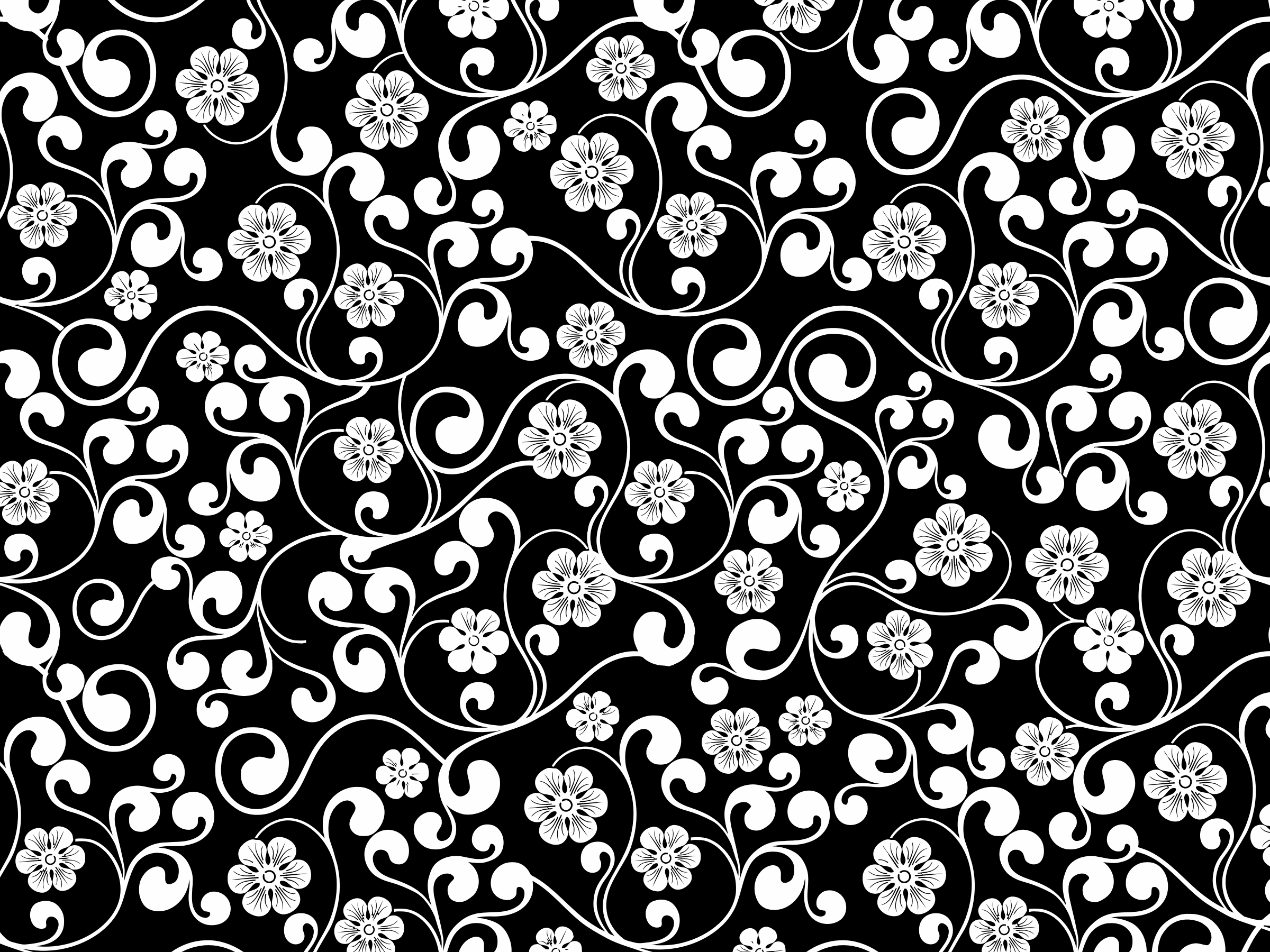 Clipart - Black And White Floral Pattern Background