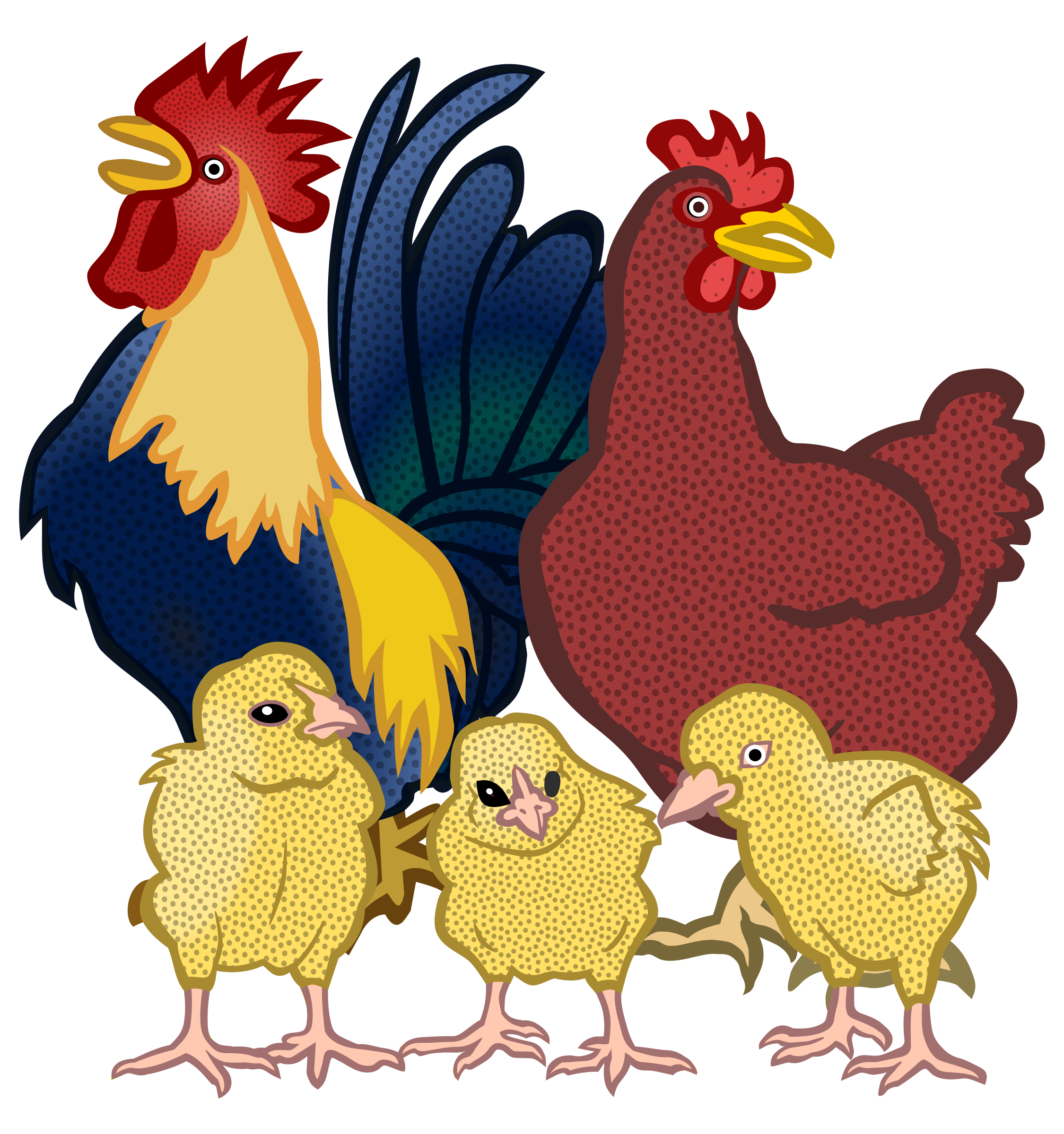 clipart chickens coloured