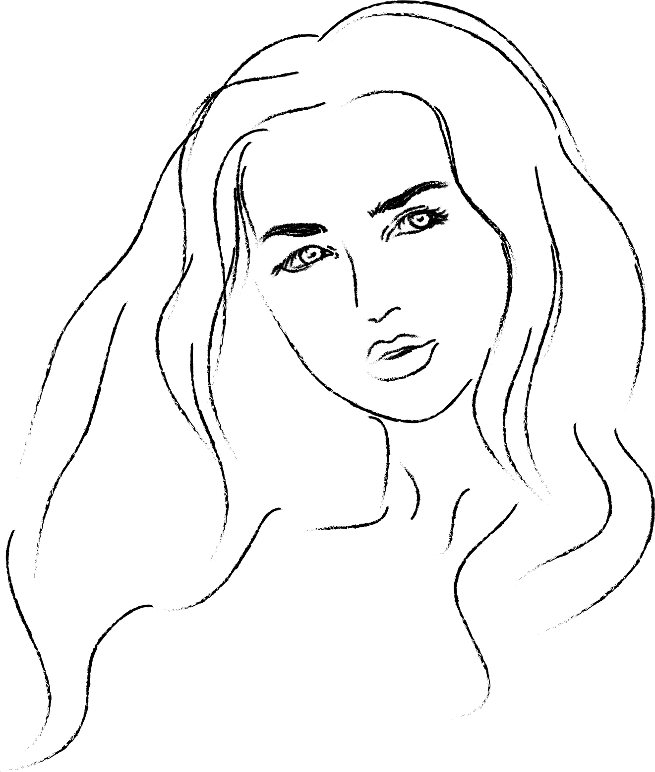 Woman Face Line Drawing Png : Clipart a portrait of woman
