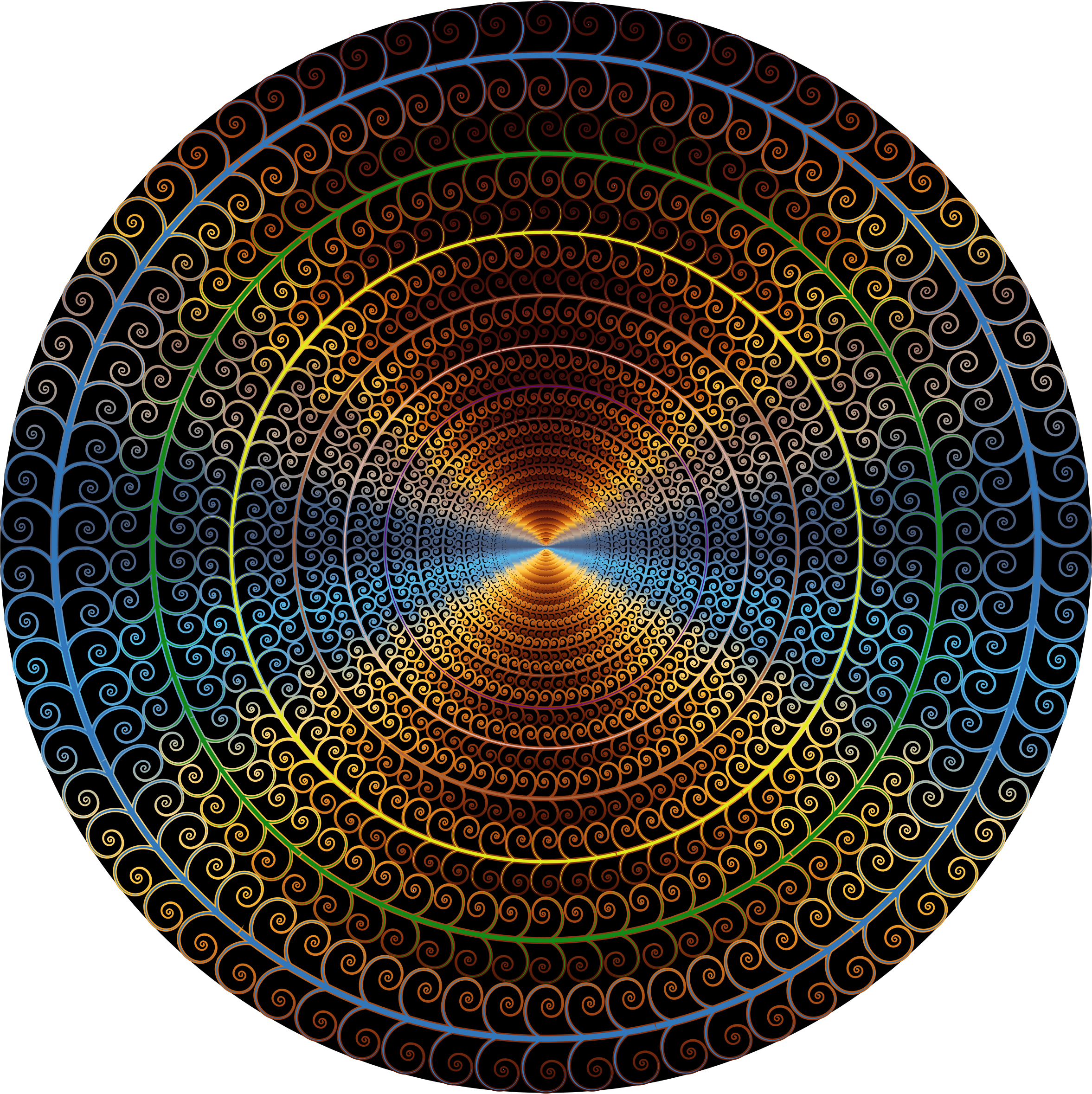 Clipart - Prismatic Spiral Tree Circle 2