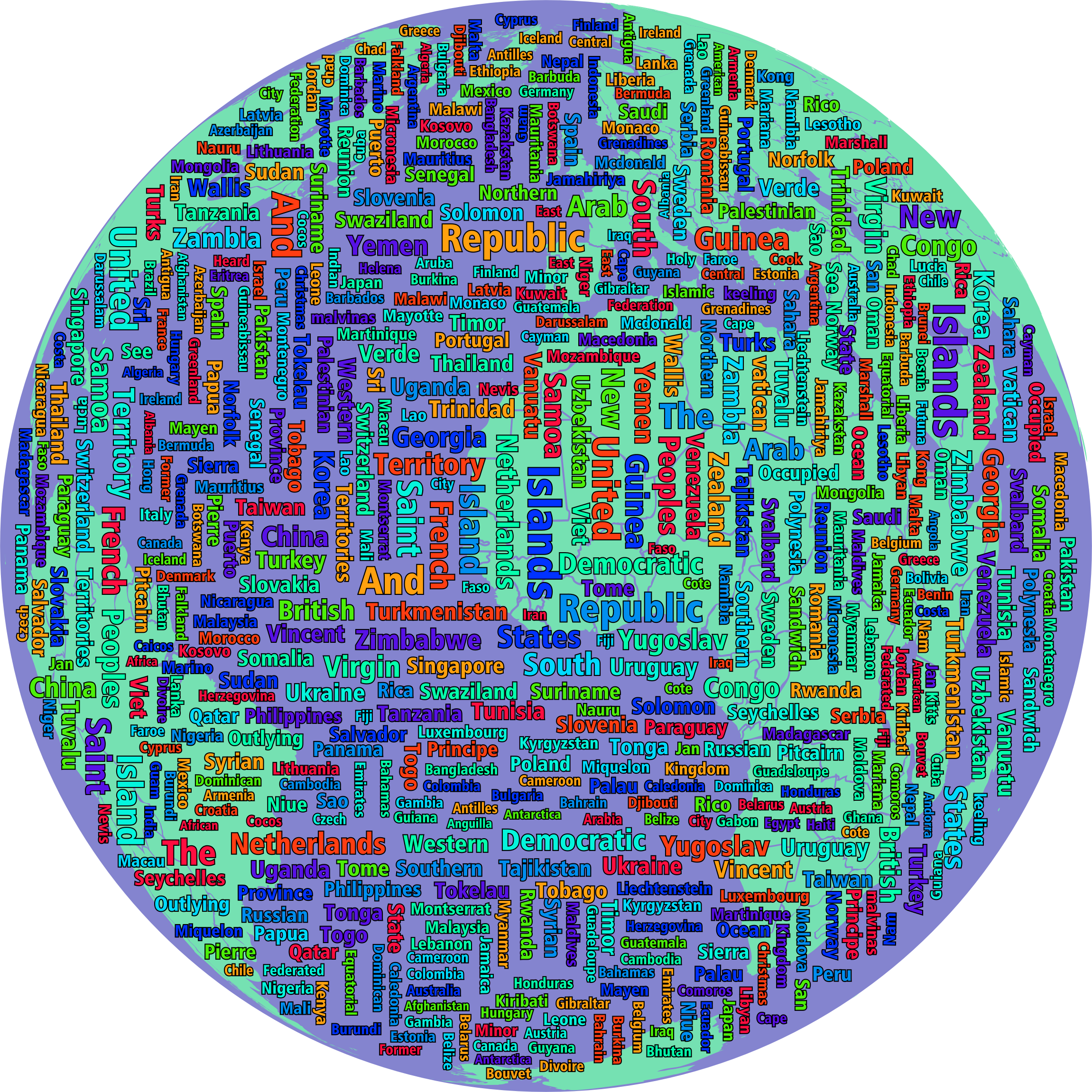 clipart prismatic world countries globe word cloud plus