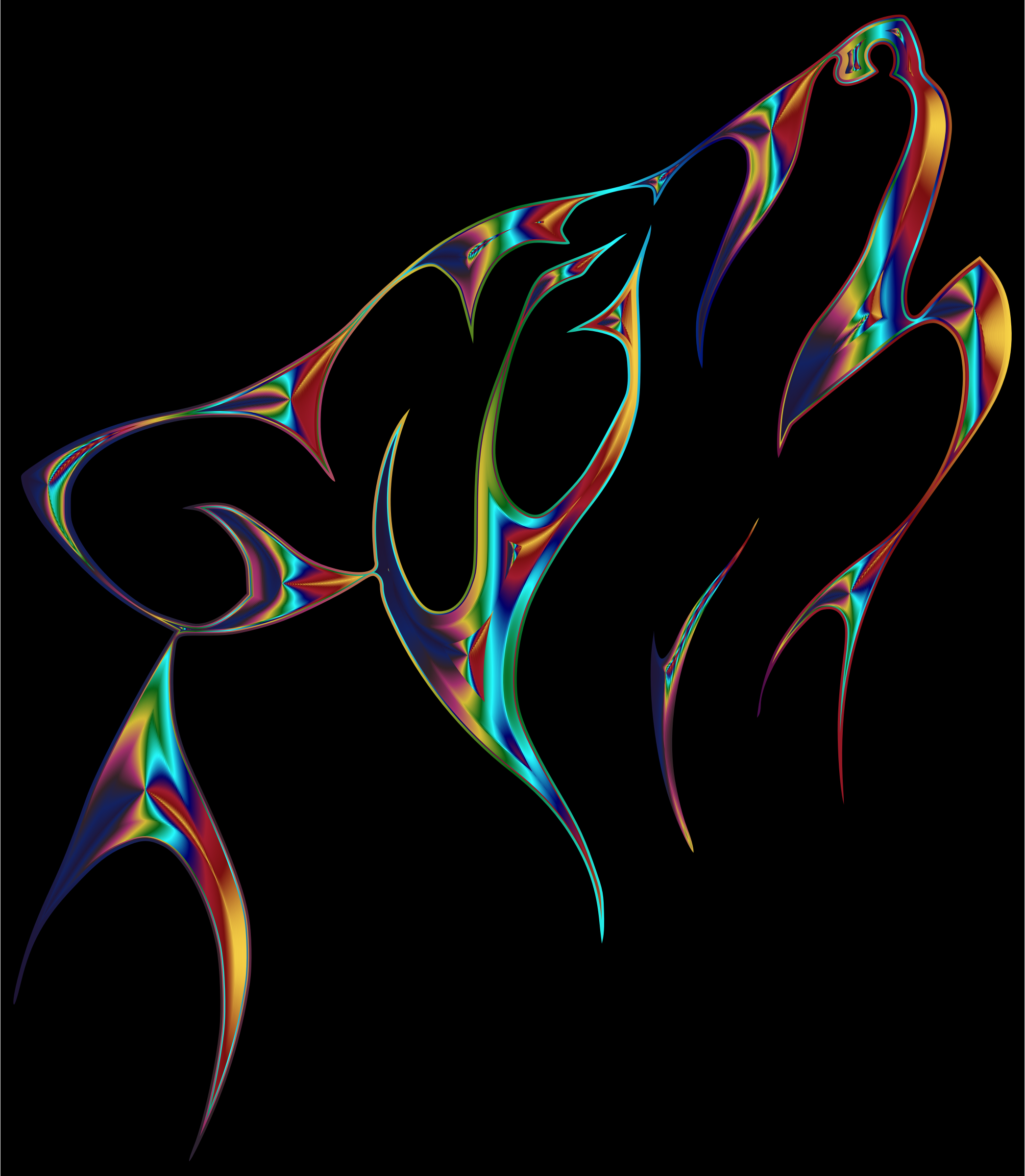 Clipart - Psychedelic Tribal Wolf