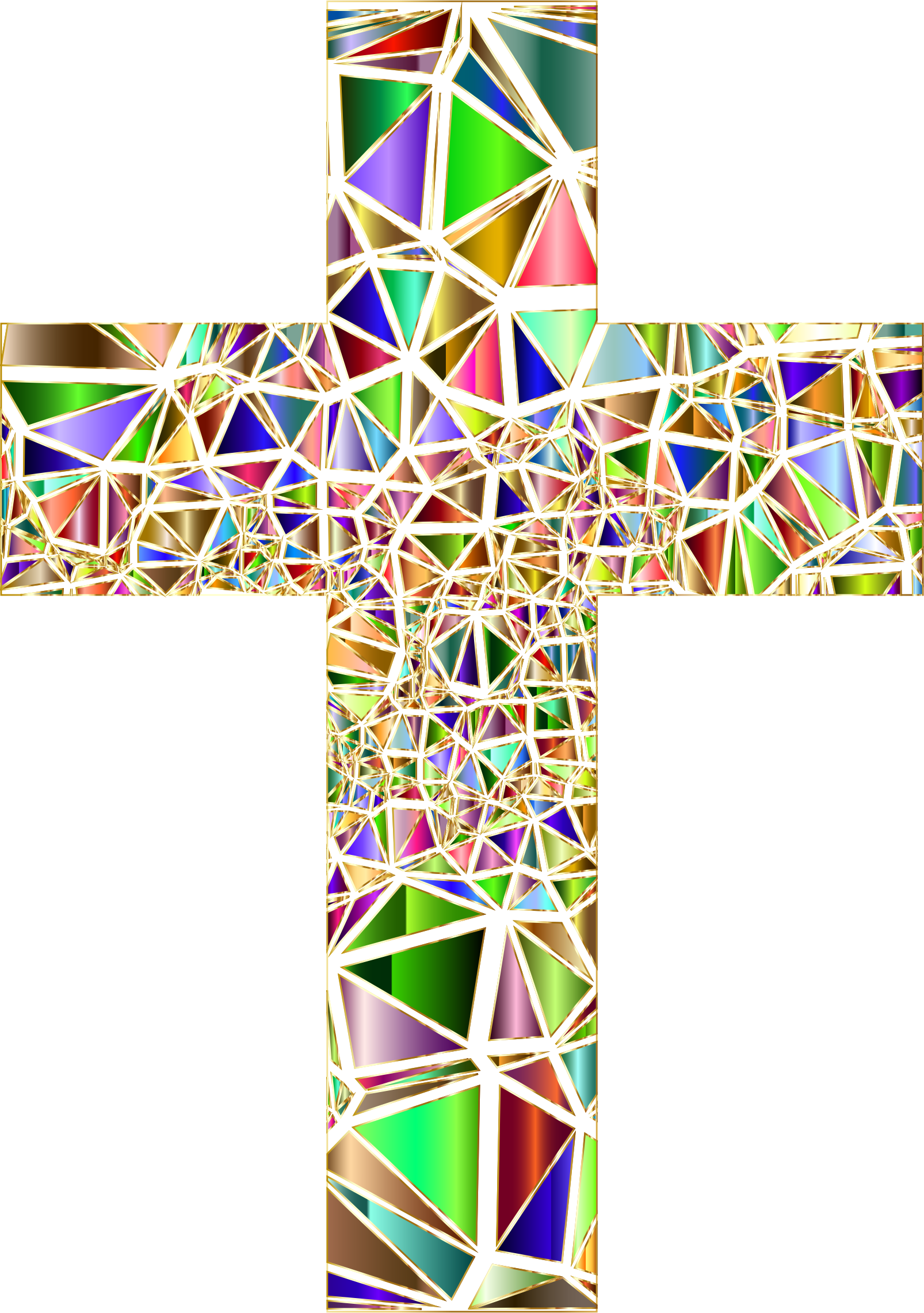 Clipart - Low Poly Stained Glass Cross 5 Variation 2 No Background