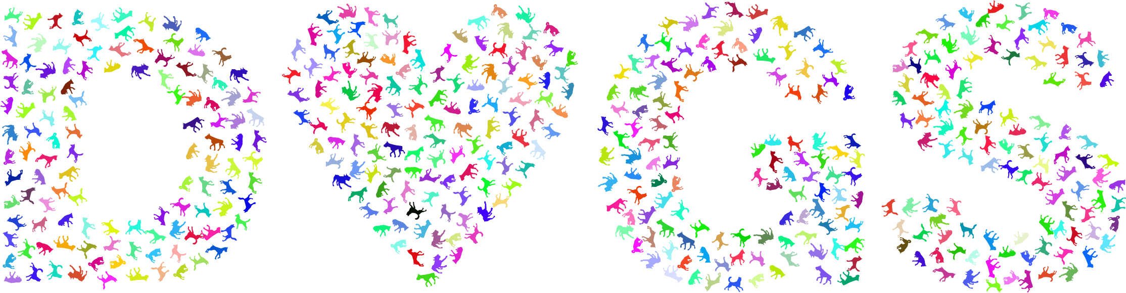 Clipart Prismatic Heart Dogs No Background