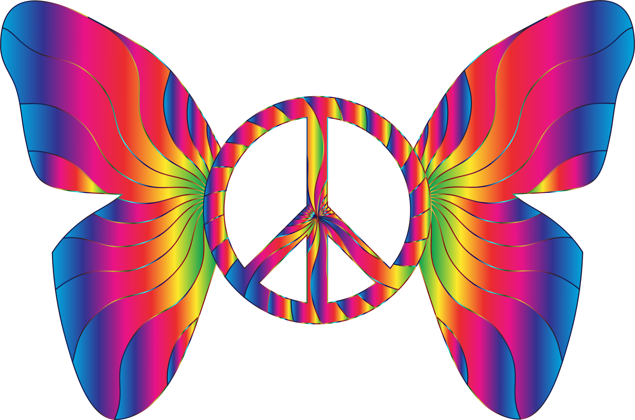 clipart groovy peace sign butterfly 14