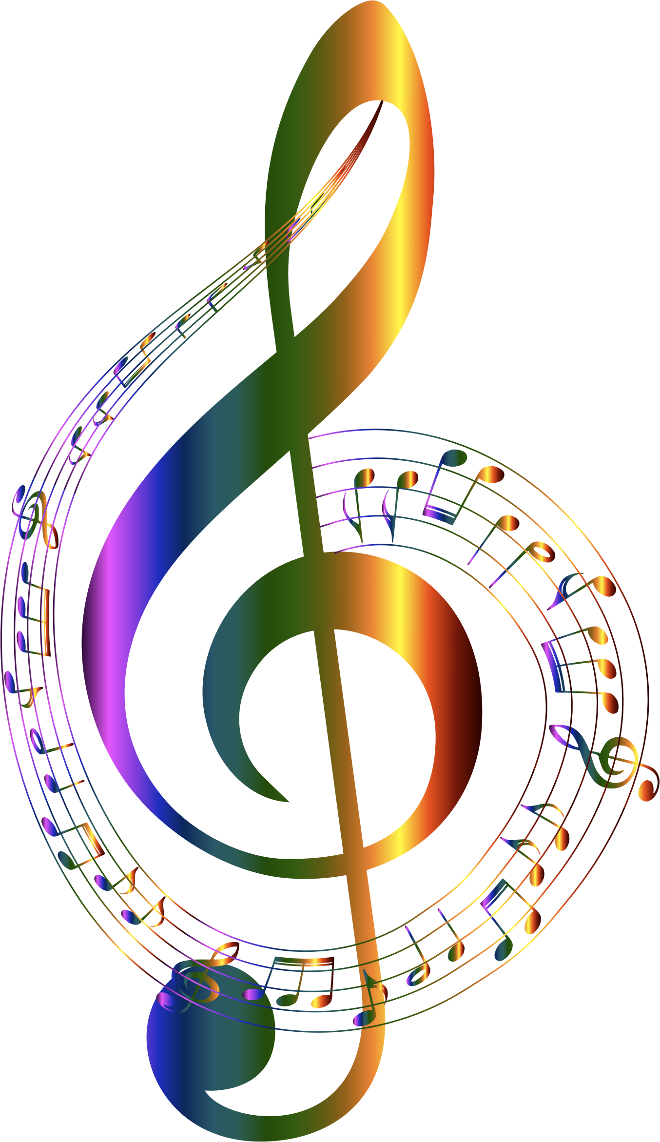 Clipart - Chromatic Musical Notes Typography No Background