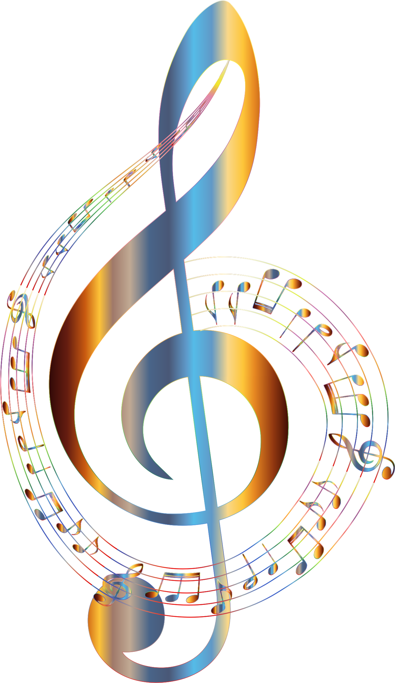 Clipart - Chromatic Musical Notes Typography 2 No Background