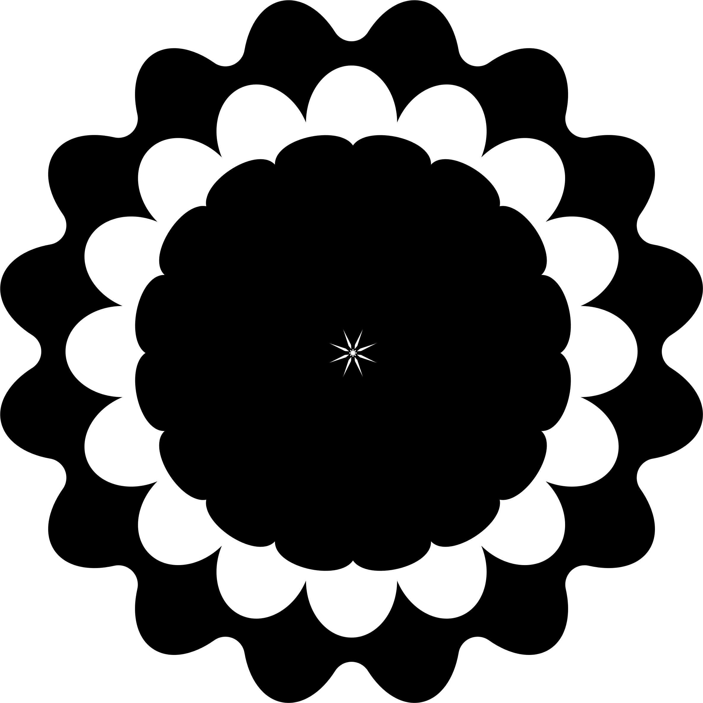 Clipart - Flower Icon - Black and White