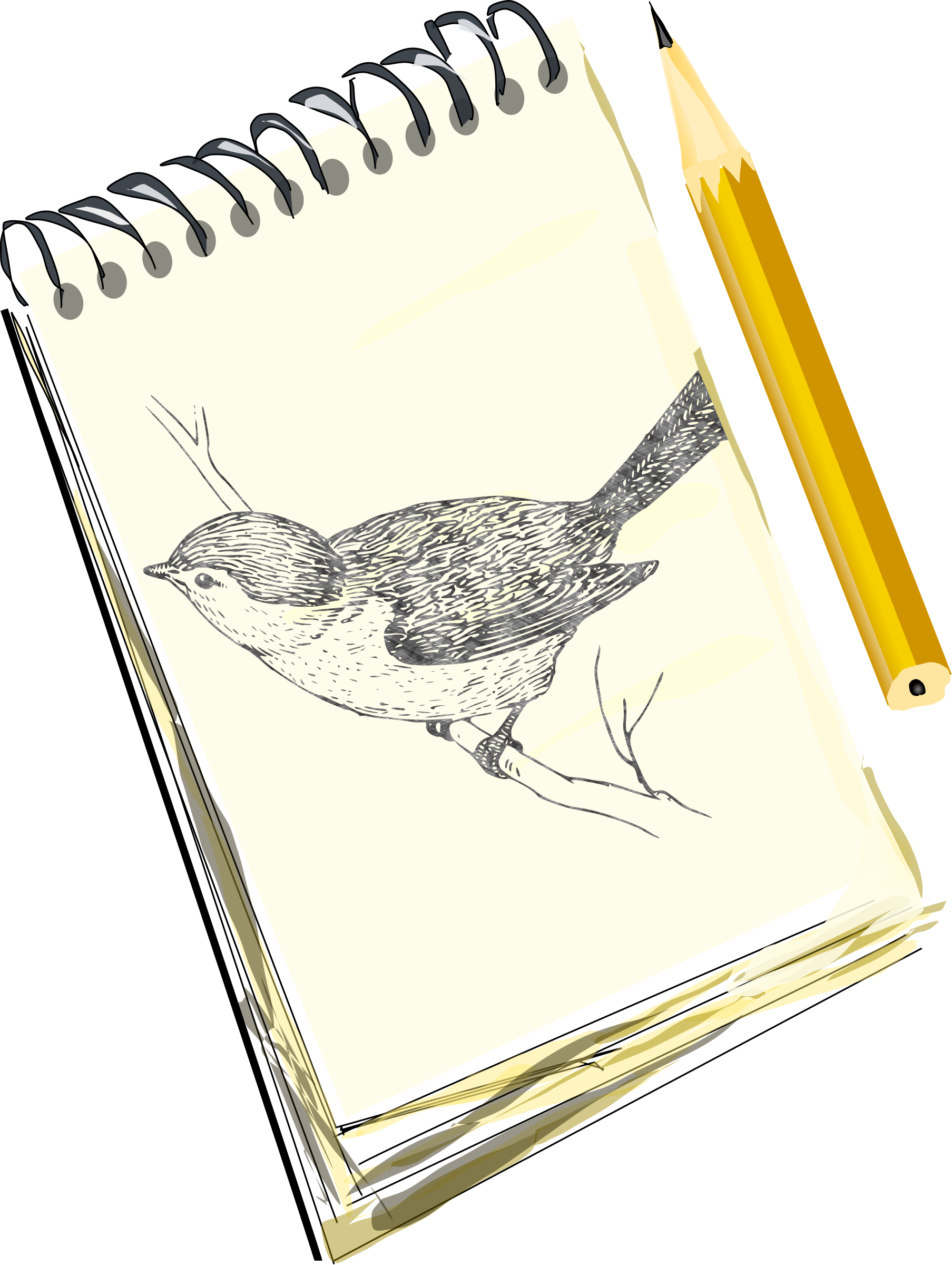 Clipart - Sketchpad, with drawing of a bird