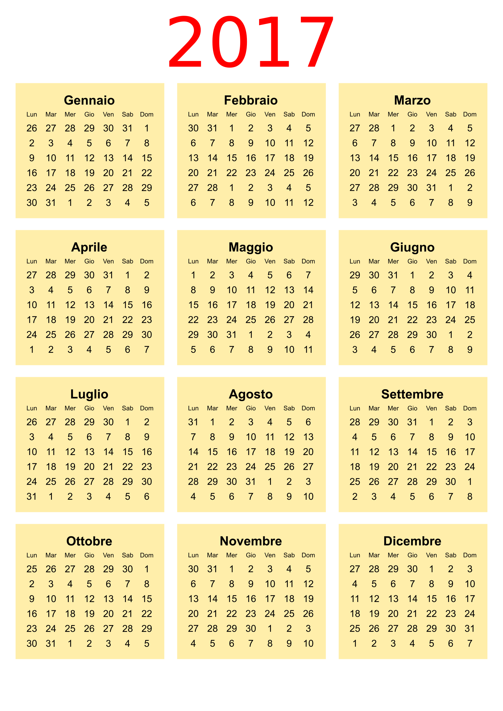 Clipart - Calendario 2017