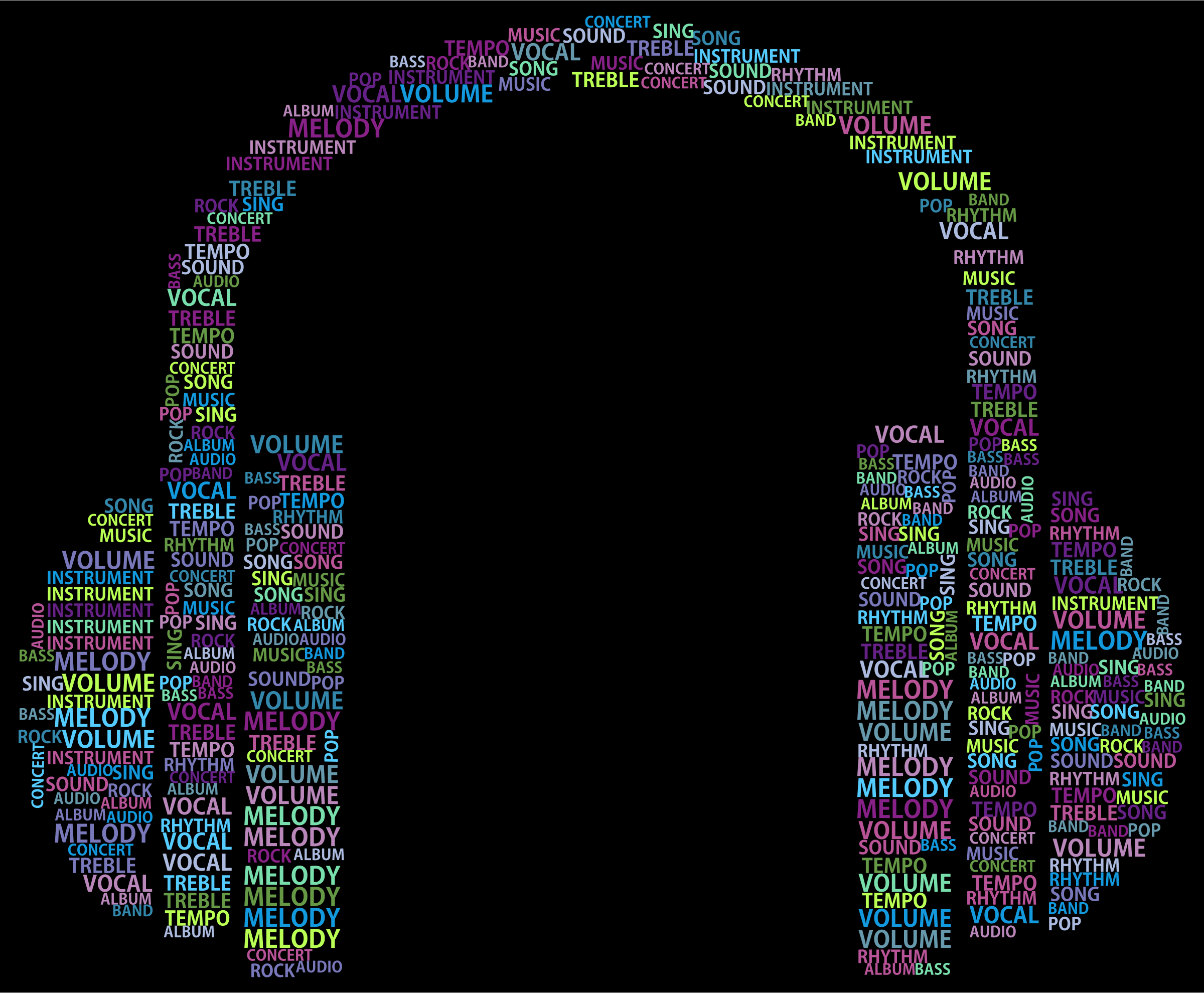 Clipart - Music Headphones Word Cloud