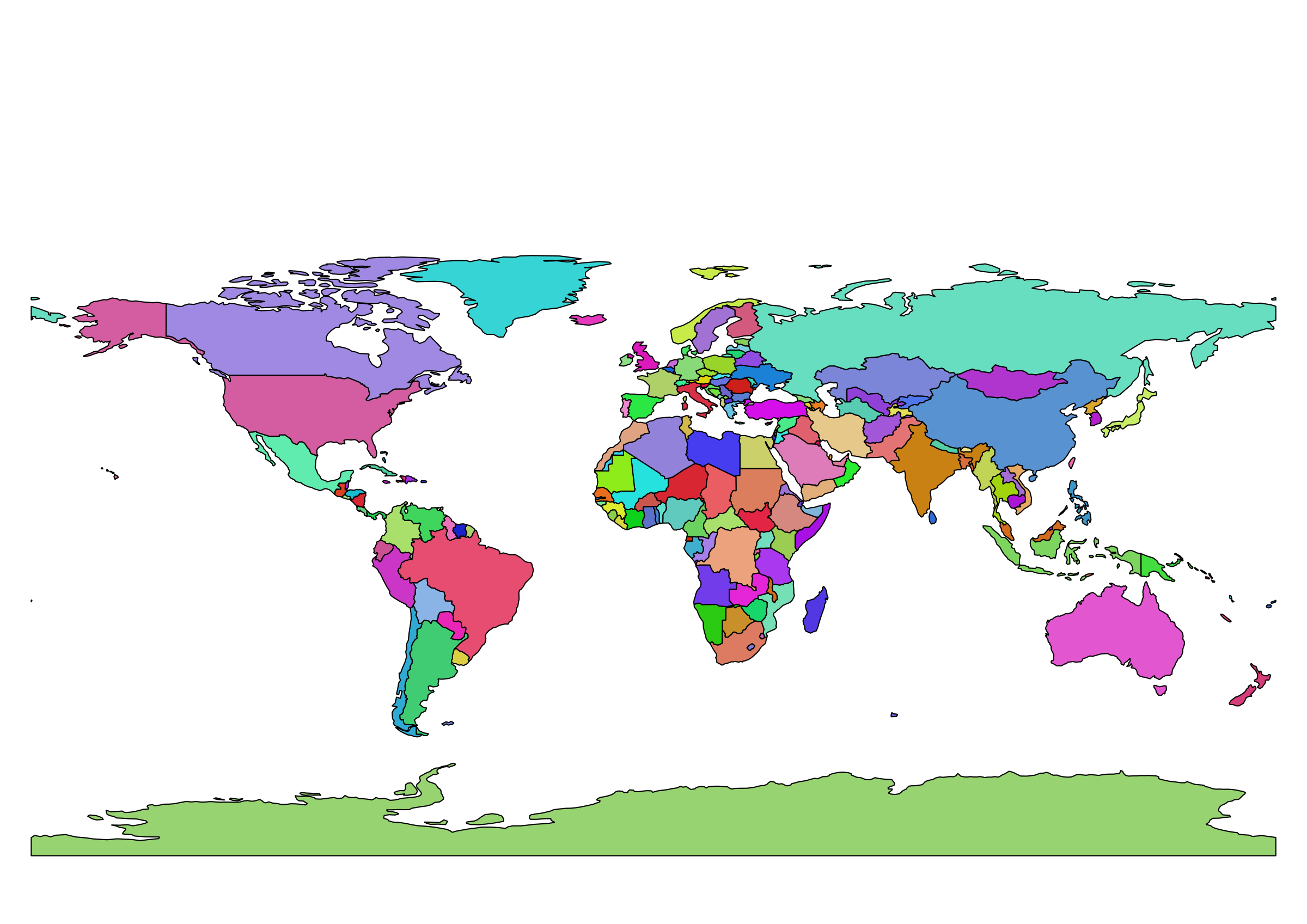 Clipart Multicolor simple world map