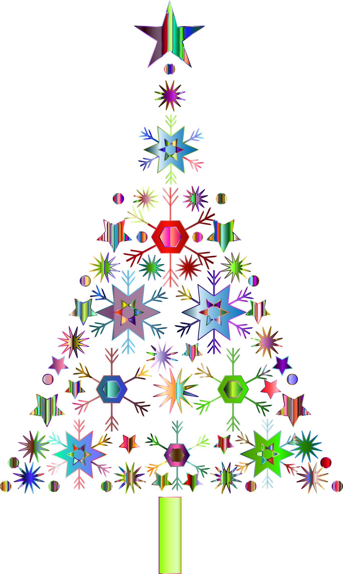 Clipart - Abstract Snowflake Christmas Tree By Karen Arnold Prismatic 2