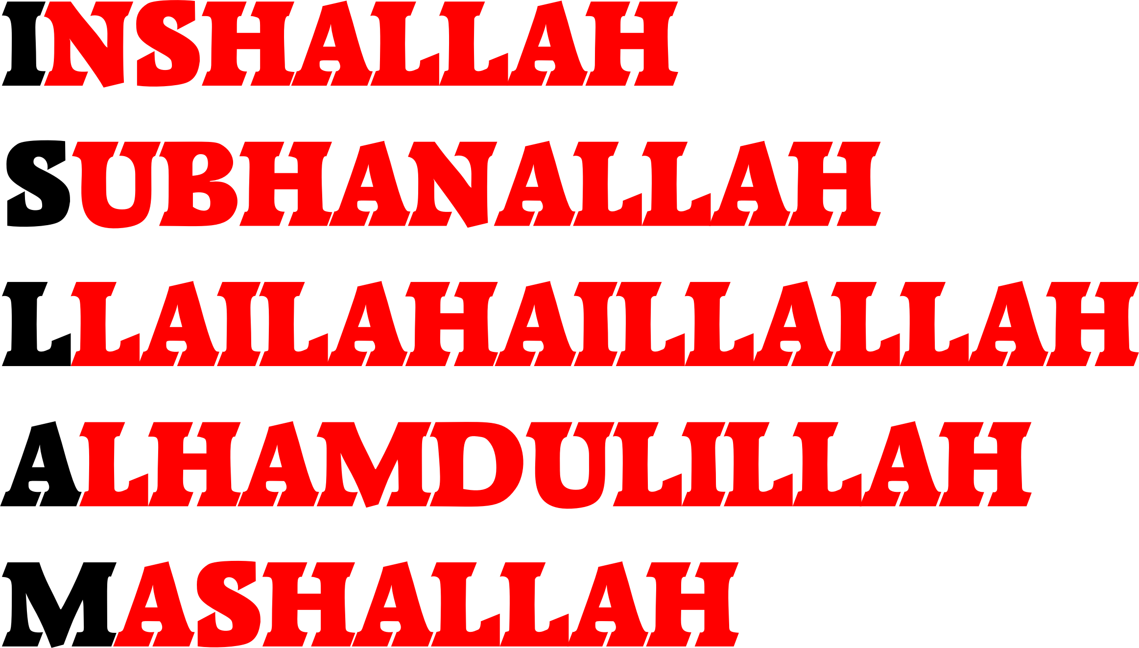 What is Mashallah, InshAllah, AlhamduliLlyah and many .. please write the meaning of each Thank you very much What is Mashallah, InshAllah, AlhamduliLlyah and many .. please write the meaning of each Thank you very much