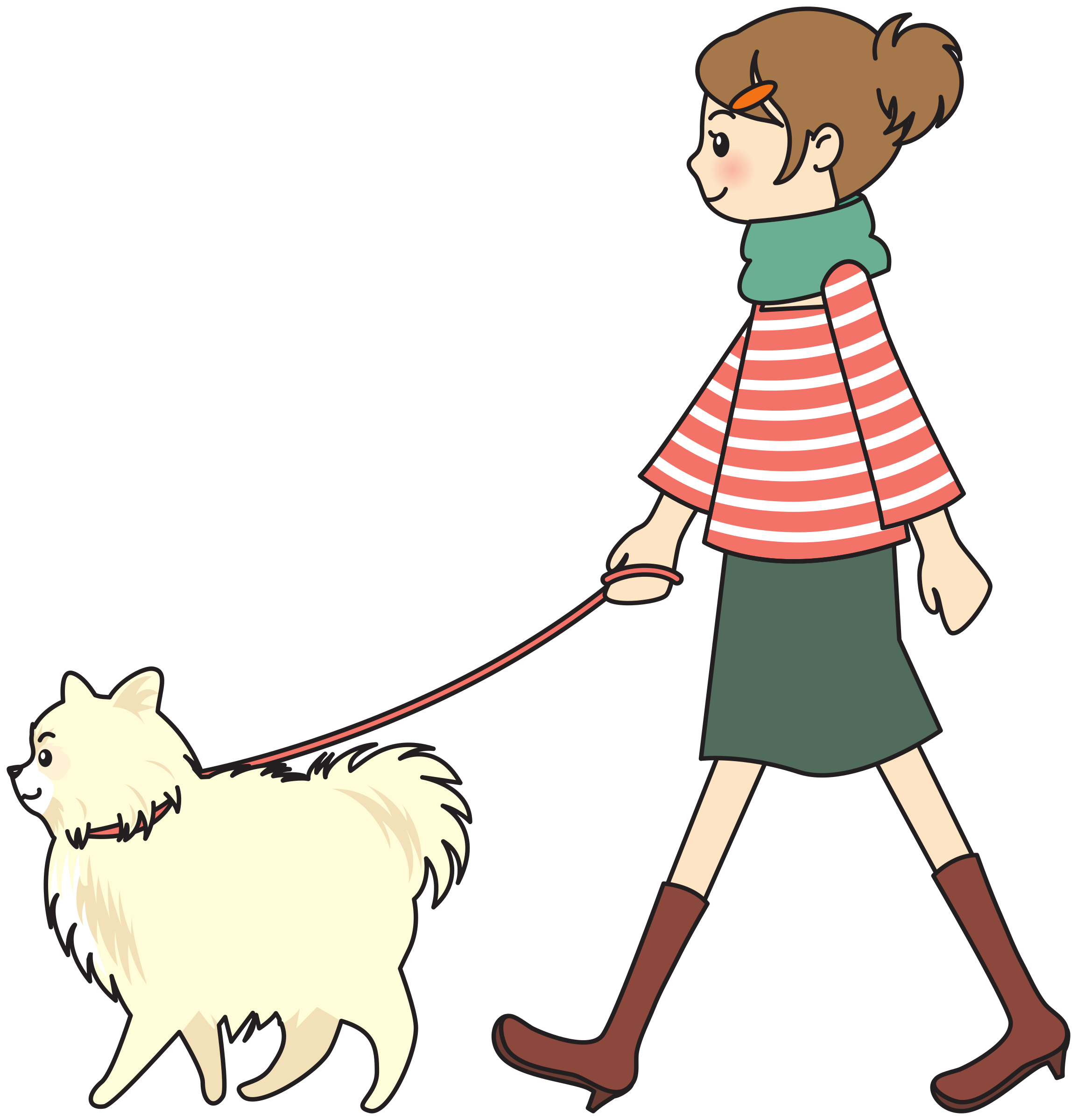 free clipart woman walking dog - photo #47