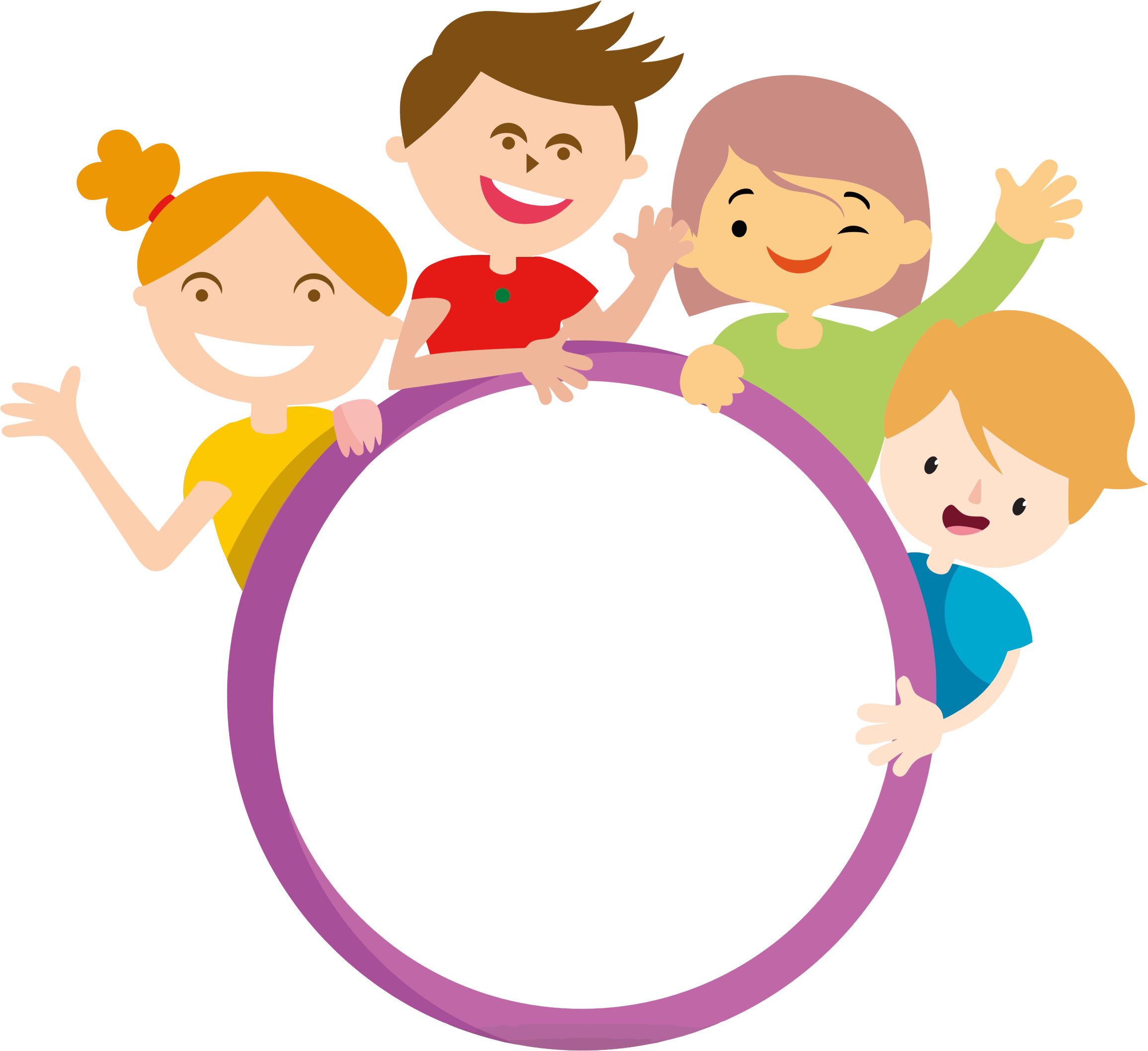 Clipart - Four Kids And Circle