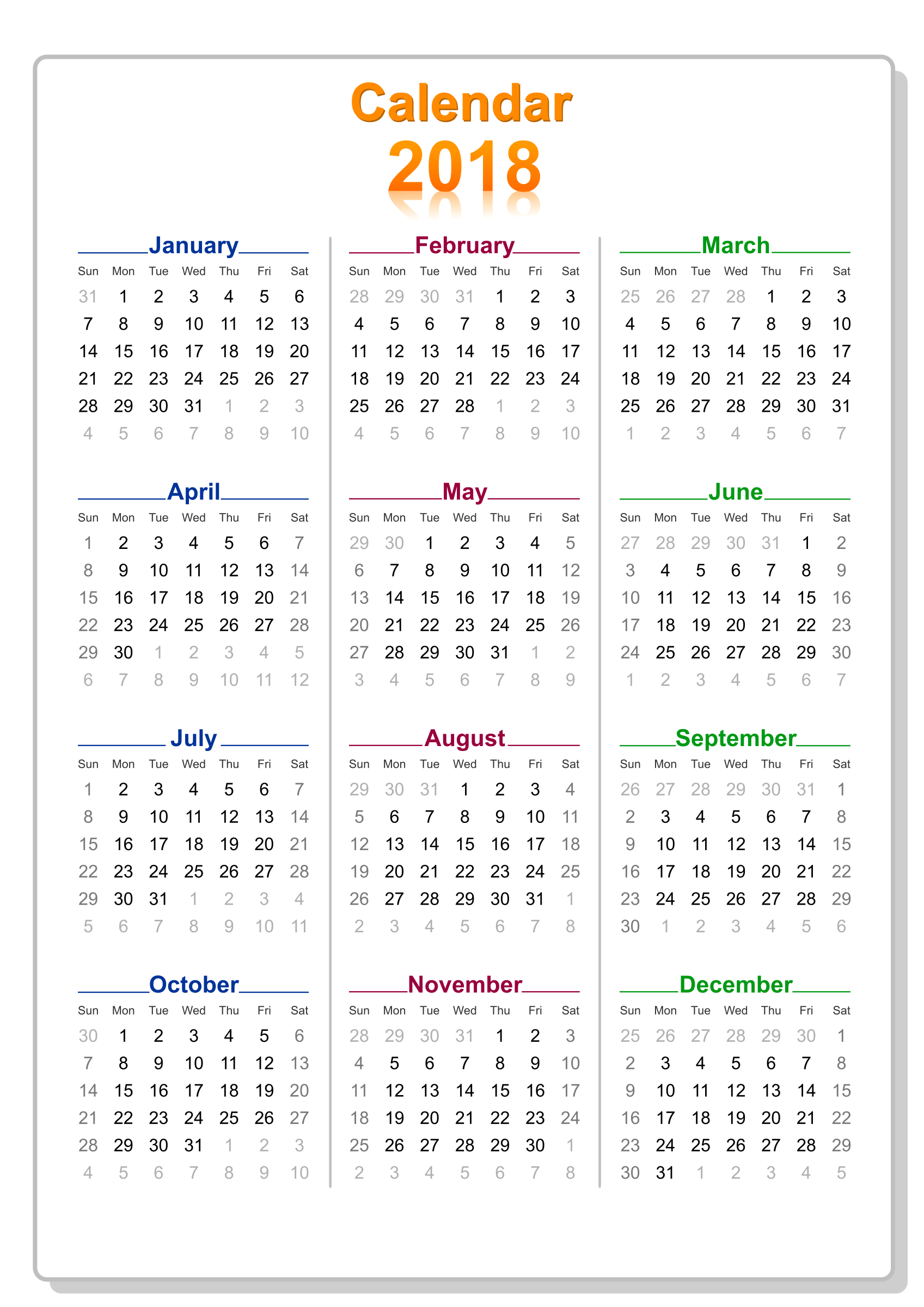 2018 Calendar Png : Clipart calendar colorful with border 2018 Calendar Png : Clipart calendar colorful with border