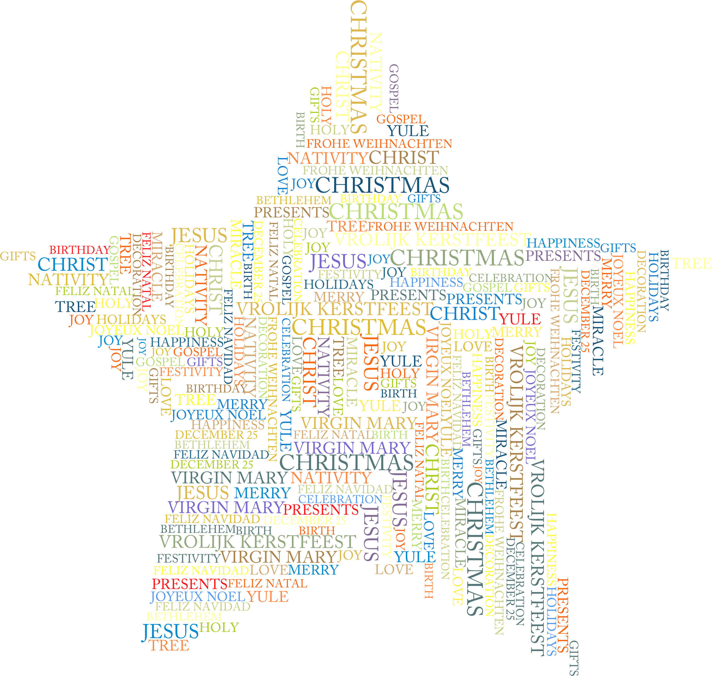 clipart christmas star word cloud