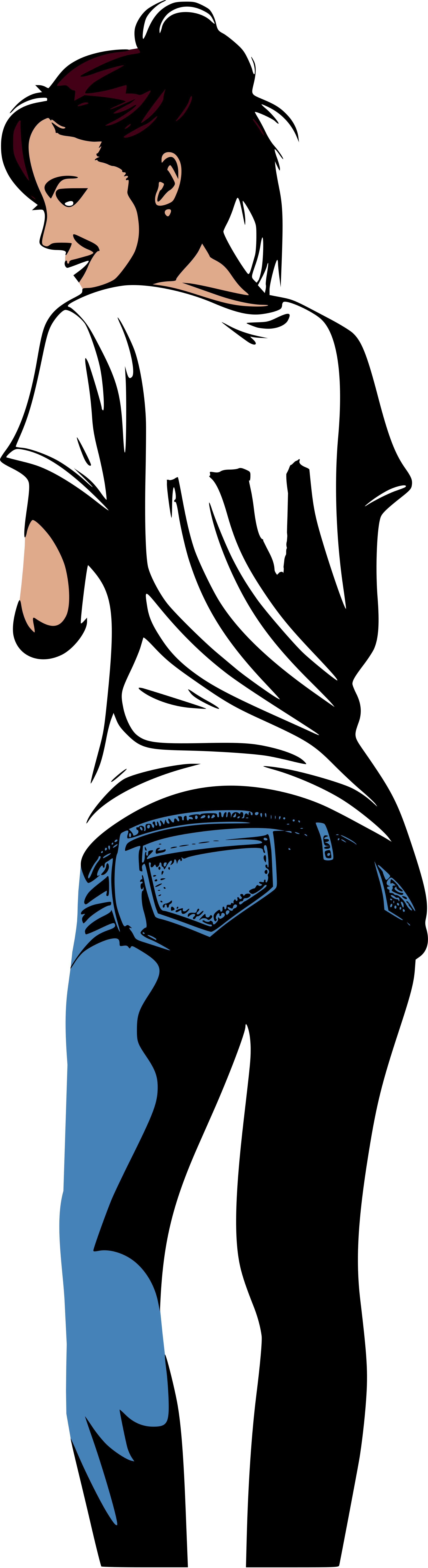 Woman in jeans colour remix