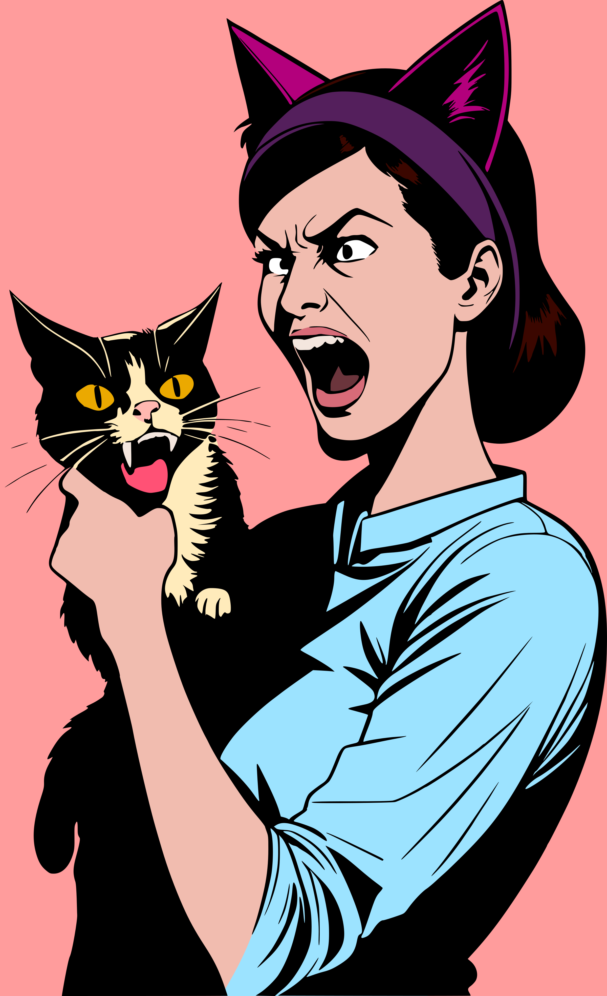 Woman and cat arguing remix
