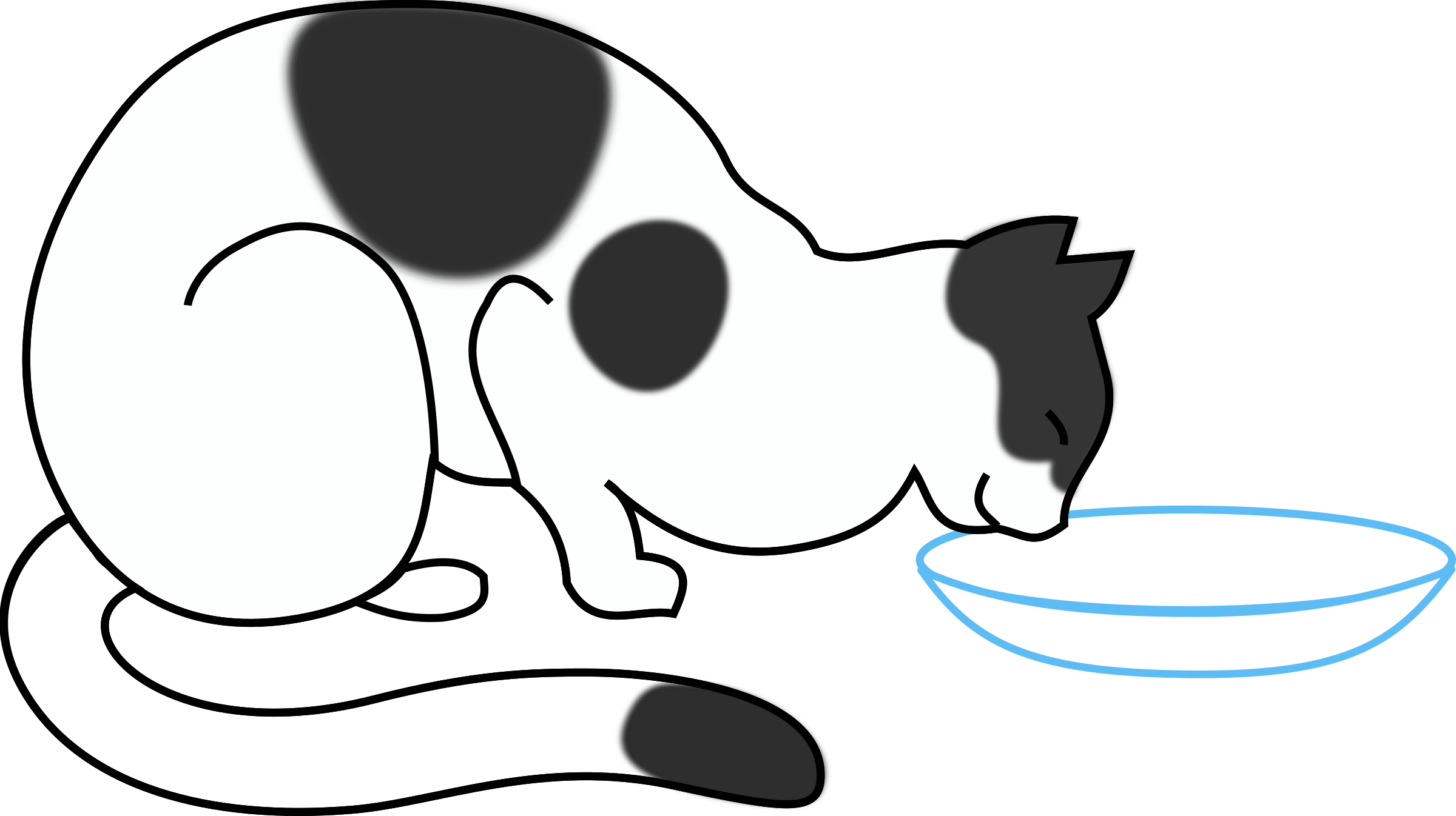 Clipart White Cat Drinking