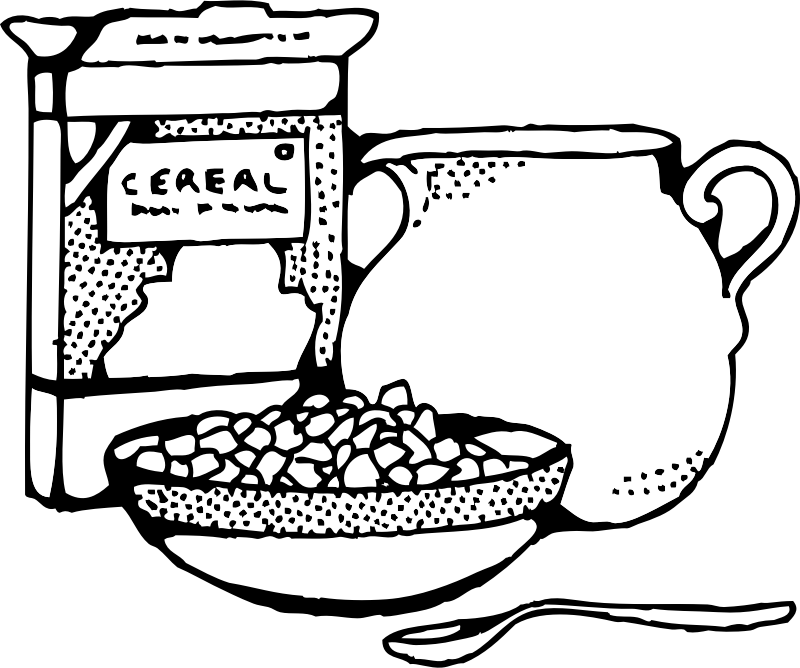 Clipart - cereal box and milk