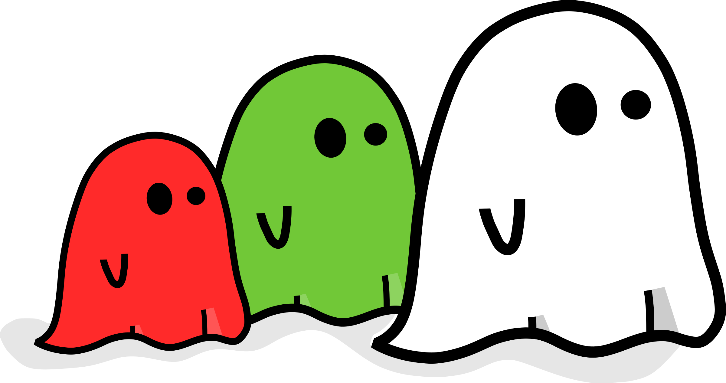 Clipart Three Colored Ghost Clipart Three Colored Ghost