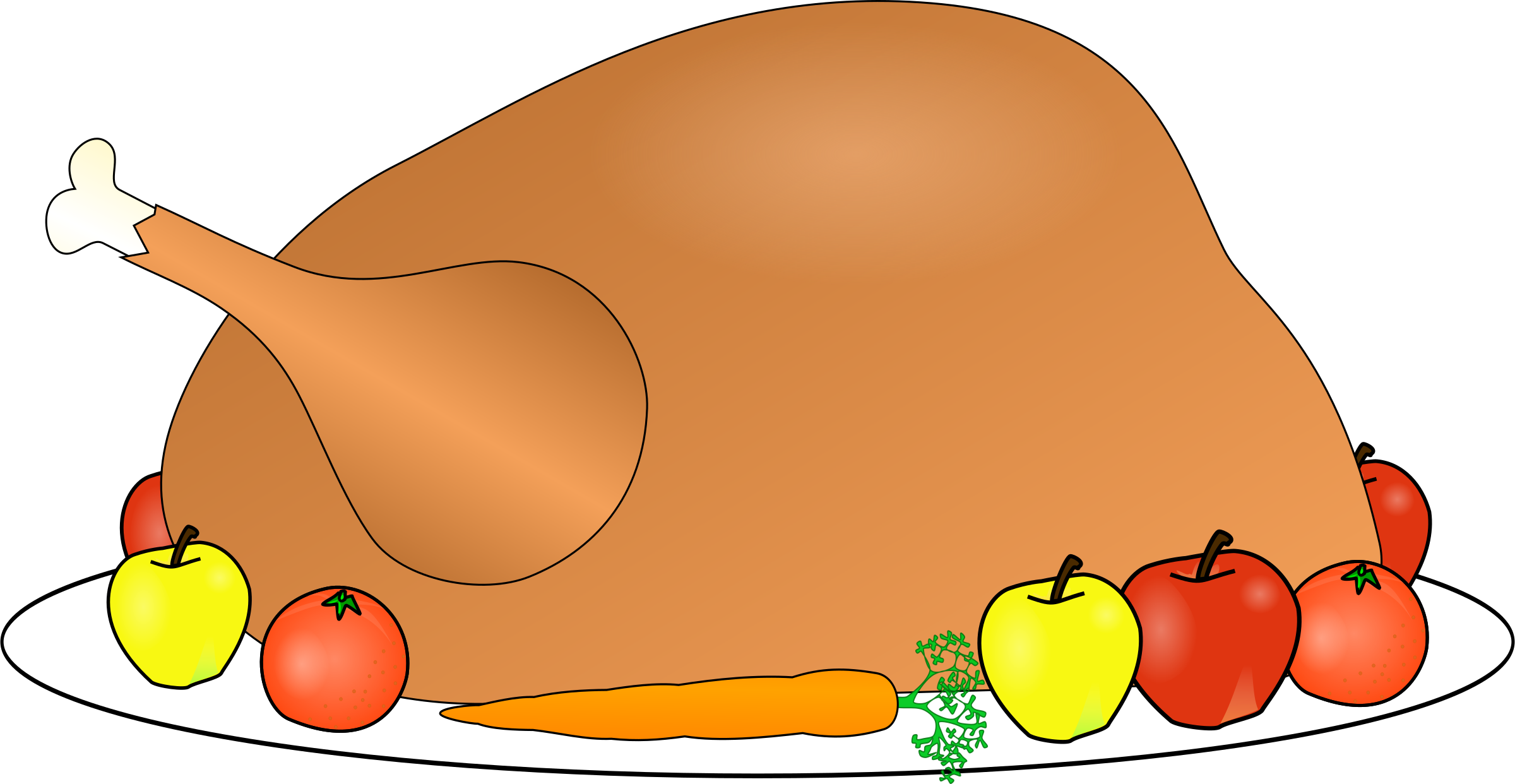 Clipart turkey platter 01 with fruit and vegitables 01