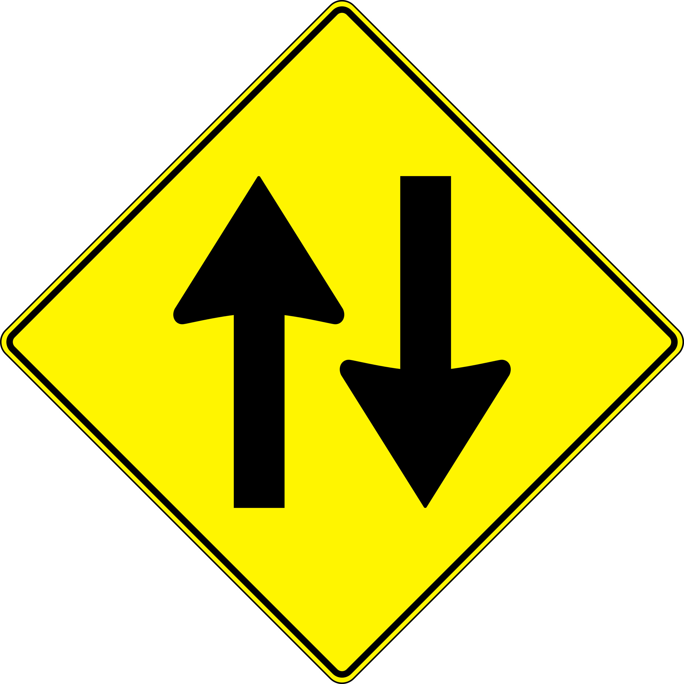 Clipart Yellow Road Sign Two Way Traffic