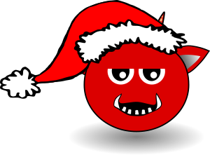 openclipart圖庫：Little Red Devil Head Cartoon with Santa Claus hat