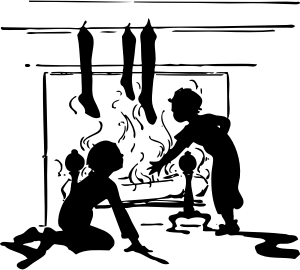openclipart圖庫：fireplace with Christmas stockings