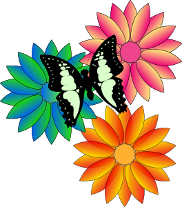 openclipart圖庫：butterfly and flowers