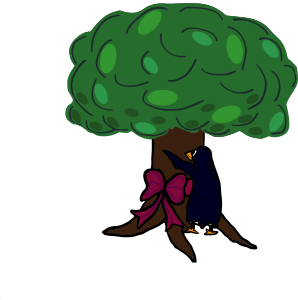 openclipart圖庫：Tree loving penguin