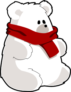openclipart圖庫：bear with red scarf