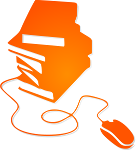 openclipart圖庫：Books and Mouse Orange Silhouette