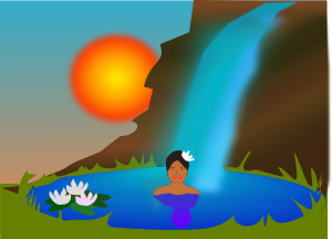 openclipart圖庫：bathing in a waterfall