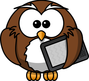 openclipart圖庫：Owl with ebook reader