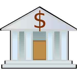 openclipart圖庫：Bank building - dollar sign