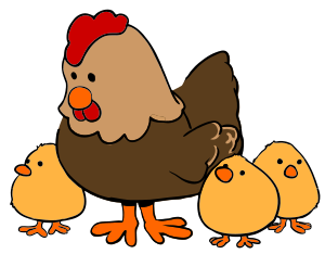 openclipart圖庫：Hen and Chicks cartoon style
