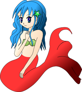 openclipart圖庫：Blue hair mermaid
