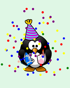 openclipart圖庫：Birthday Card with penguin