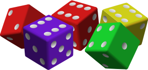 openclipart圖庫：five colored dice