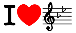 openclipart圖庫：I love music (I heart Bflat)